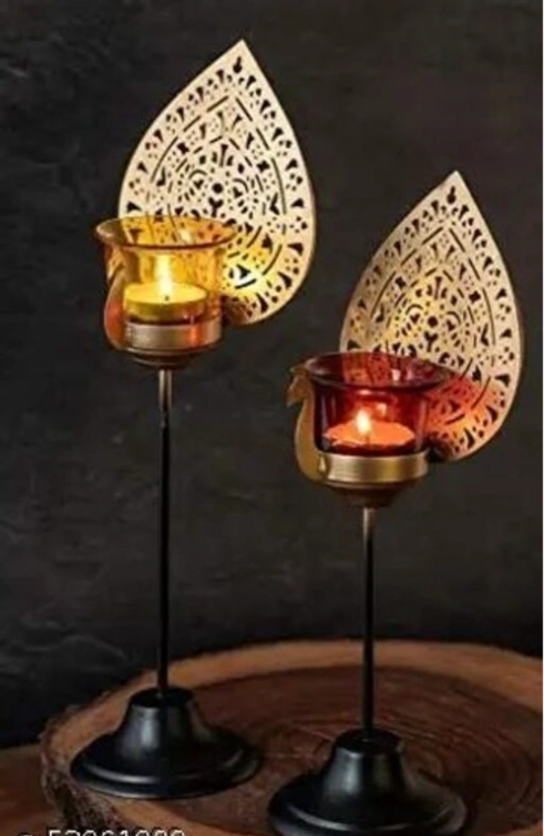 NIH Antique Dewali Special Candle Holder - Iron, Pack of 2